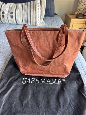Uashmama Rust Brown Everyday Leather Tote
